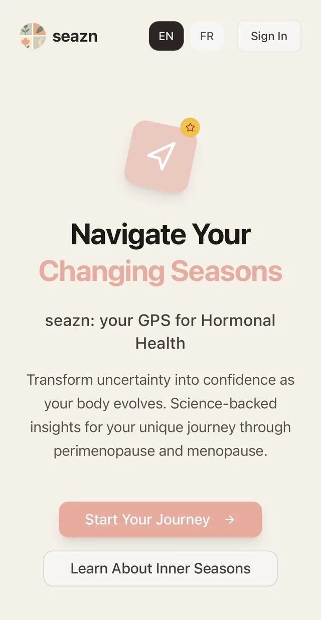 The seazn app home screen